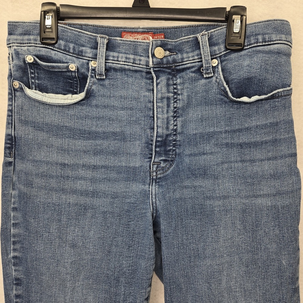 Lucky Brand Jeans Legend ‎ Womens Sz 14/32R Stevie High Rise  Flare Distressed - Picture 2 of 16